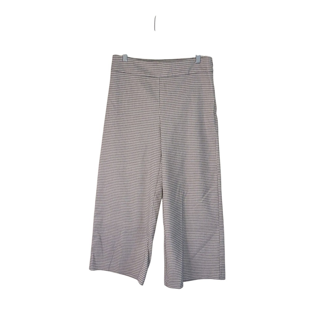 Rachel Zoe Wide Leg Cropped Pants Black White Checkered Office Trouser Womens 4